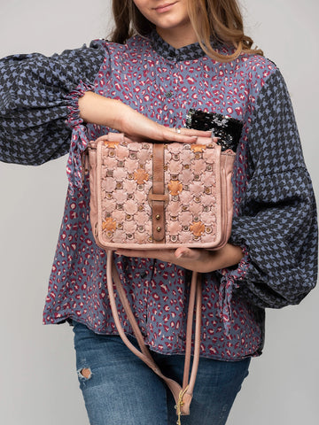 Cross-Riveted Leather Flap Bag