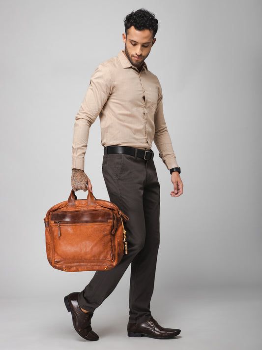 Enfield: Cognac Vintage Leather Men's Laptop Bag