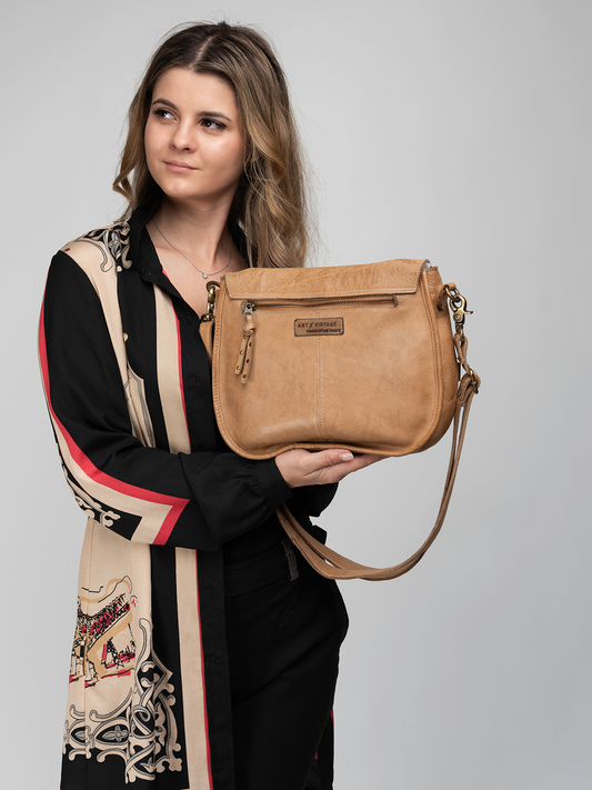 Vintage Studded Leather Sling Handbag