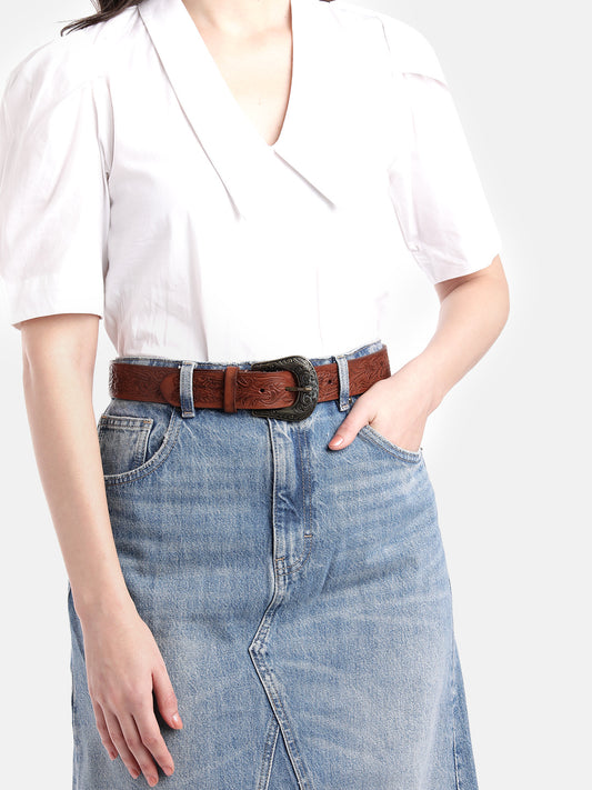 Cognac  Womens Genuine Leather Belt by art n vintage