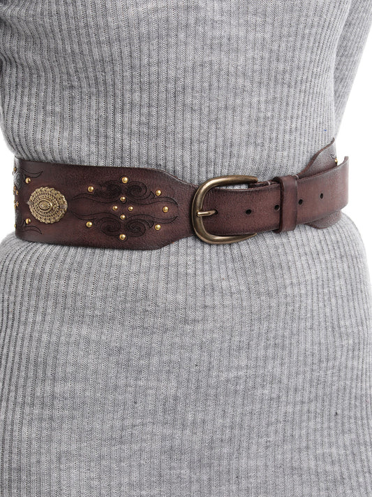 Brown Womens Genuine Leather Belt by Art N Vintage