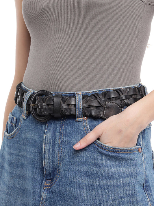 Black Womens Genuine Leather Belt by Art N Vintage