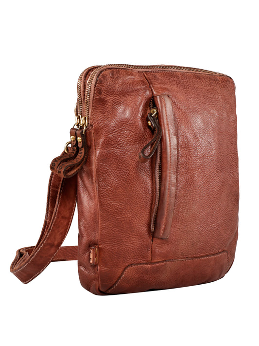 Oliver : Tan Real Leather Crossbody Bag by art n vintage