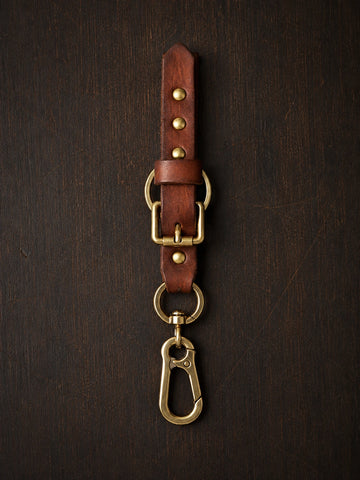 Heritage Buckle Leather Keychain with Gold-Tone Hardware