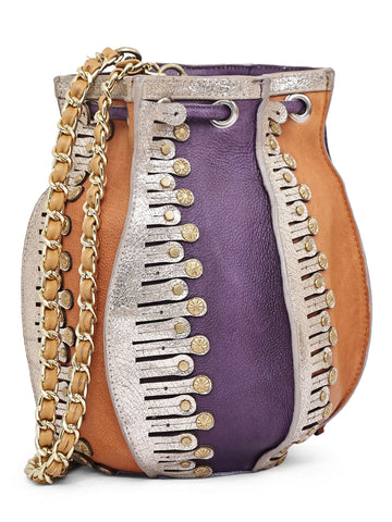Naqshi Handcrafted Leather Bucket Bag