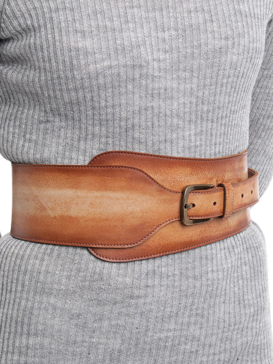 Tan Womens Genuine Leather Belt by Art N Vintage