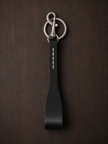 Artisan Black Leather Loop Keychain