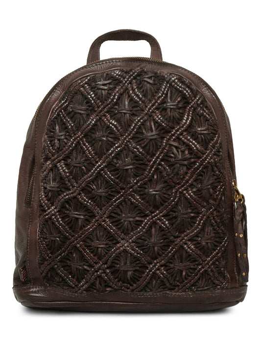 Intricate Voyager: Brown Leather Backpack for women by Art N Vintage