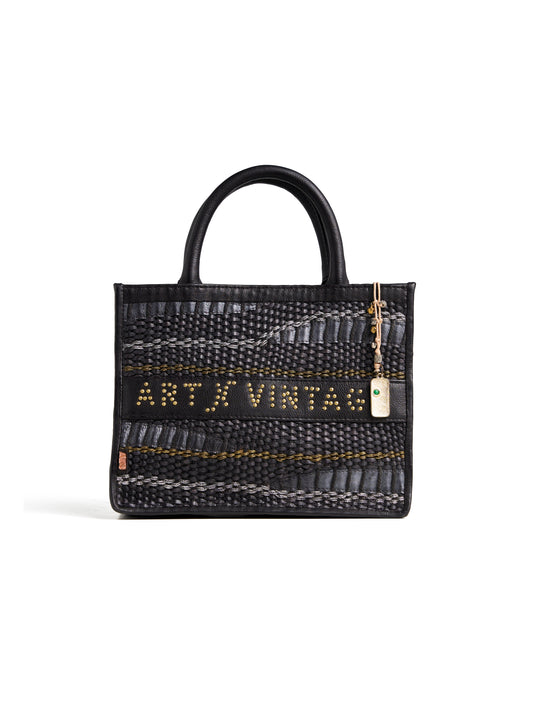 VALERIA: Womens Real Black Leather Tote Bag by Art N Vitnage