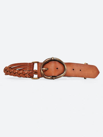 Braided Leather Accent Belt with Antique Buckle