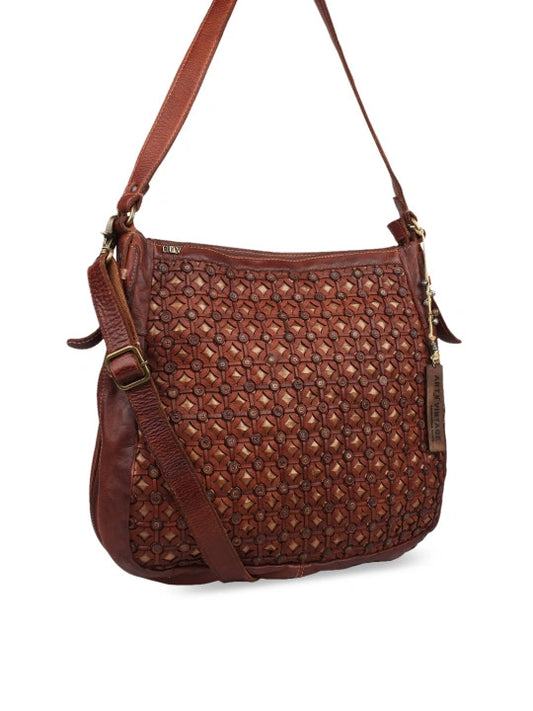 Bohemian Weave Leather Crossbody Bag