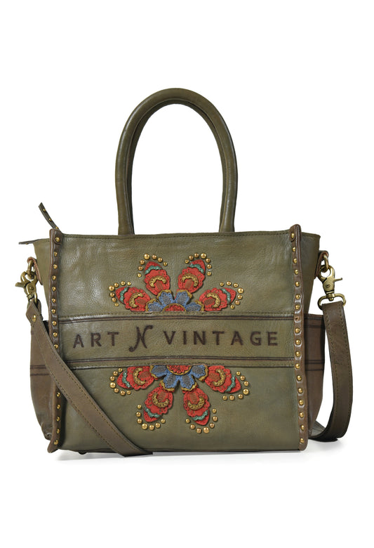 Art N Vintage Olive Real Leather Hobo Bag