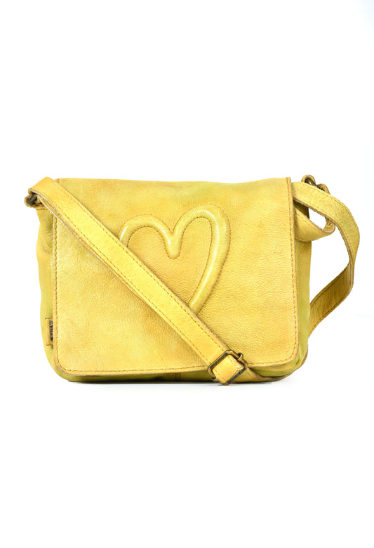 ART N VINTAGE: REAL LEATHER MUSTERD WOMEN SLING BAG