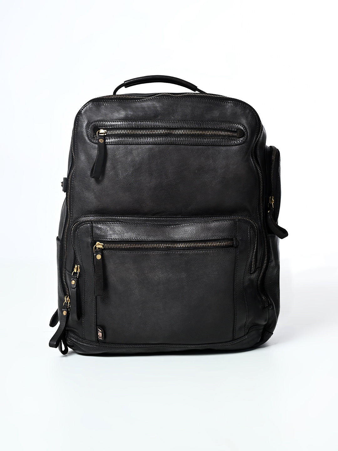 Art N Vintage Slider : Real Leather Black Backpack