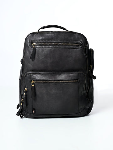 Art N Vintage Slider : Real Leather Black Backpack