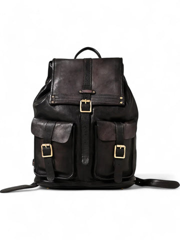 Samba : Real Leather Black Backpack by art n vintage