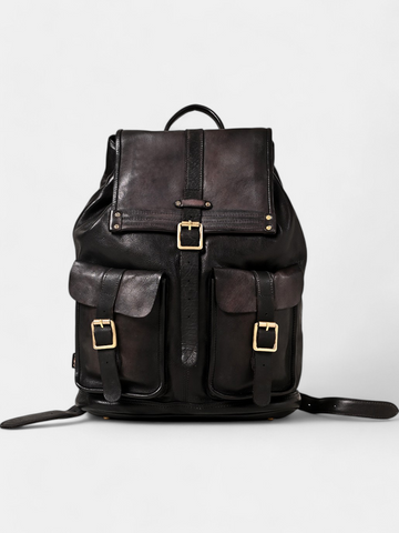 Art N Vintage Samba : Real Leather Black Backpack