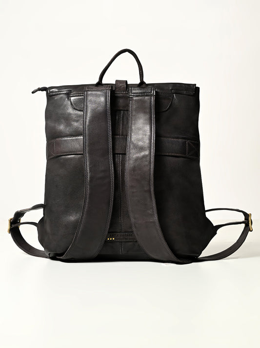 Art N Vintage James : Real Leather Black Backpack