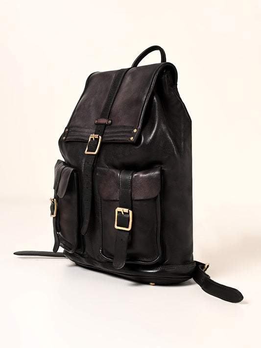 Art N Vintage Samba : Real Leather Black Backpack