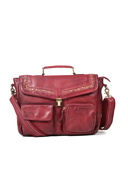 Art N Vintage Wine Leather Laptop Bag