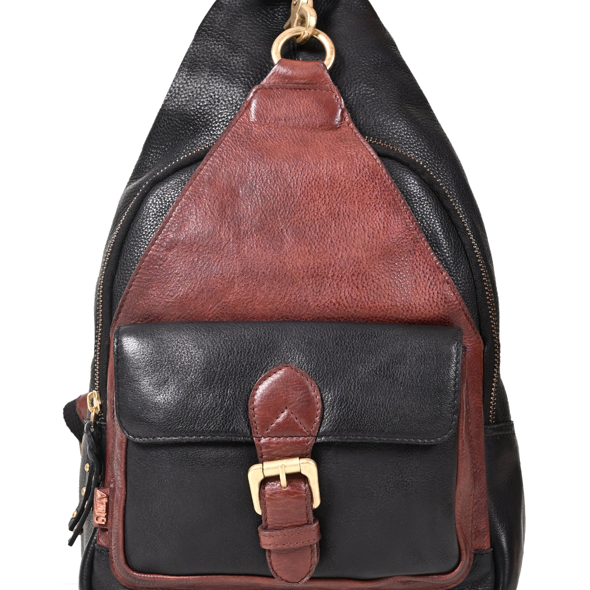 Art N Vintage Road Master : Real Leather Black Crossover Bag