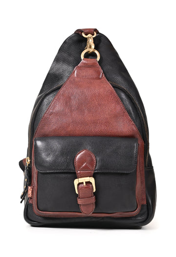 Art N Vintage Road Master : Real Leather Black Crossover Bag