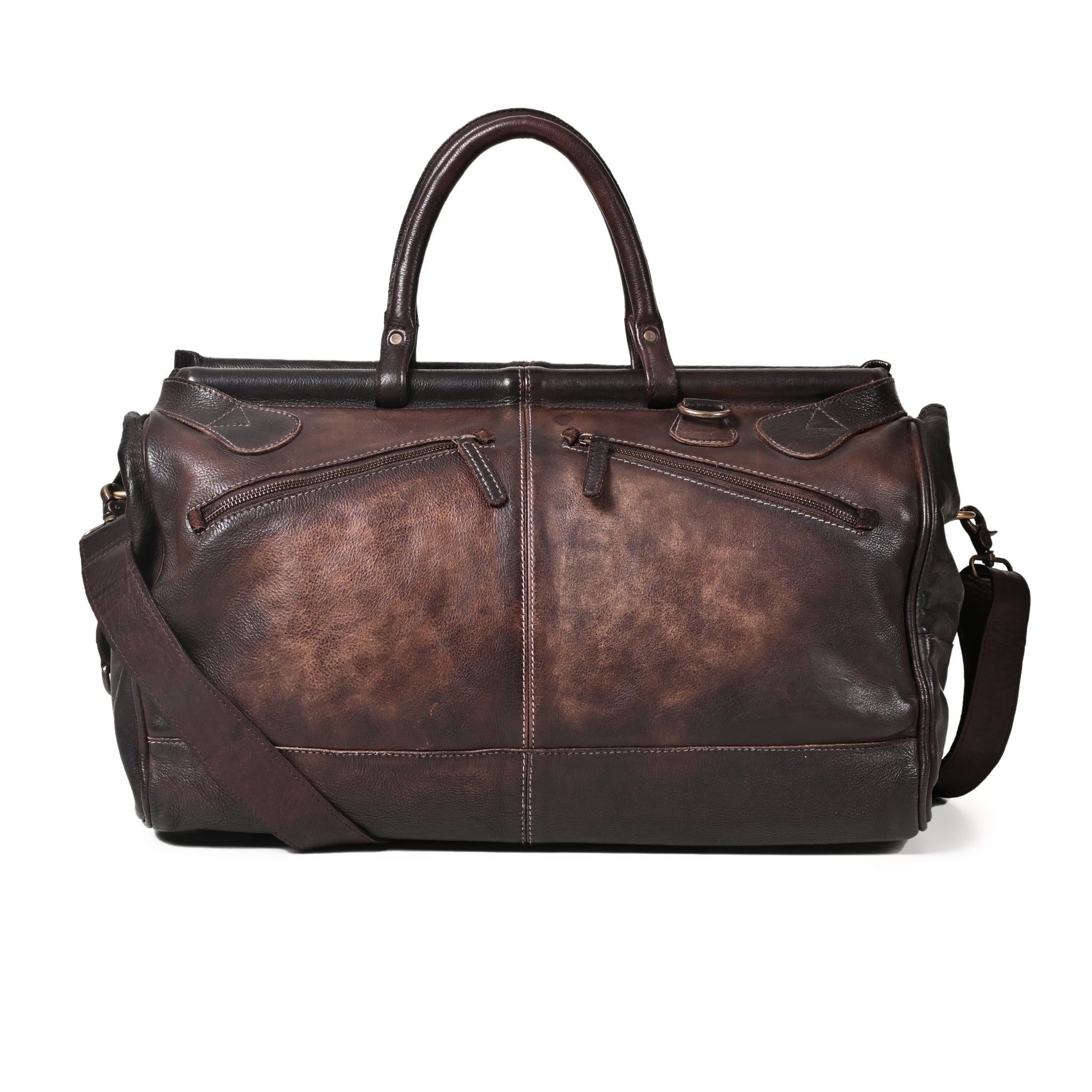 Art N Vintage Drifter: Real Leather Brown Duffle Bag