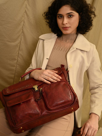 Art N Vintage Wine Leather Laptop Bag