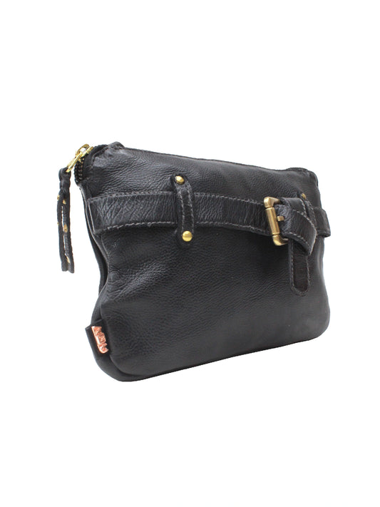 Vintage Real Leather Crossbody Bag with Buckle