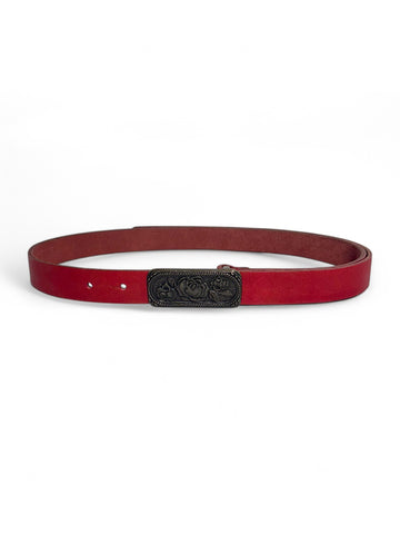 Crimson Embrace Red Leather Belt by Art N Vintage