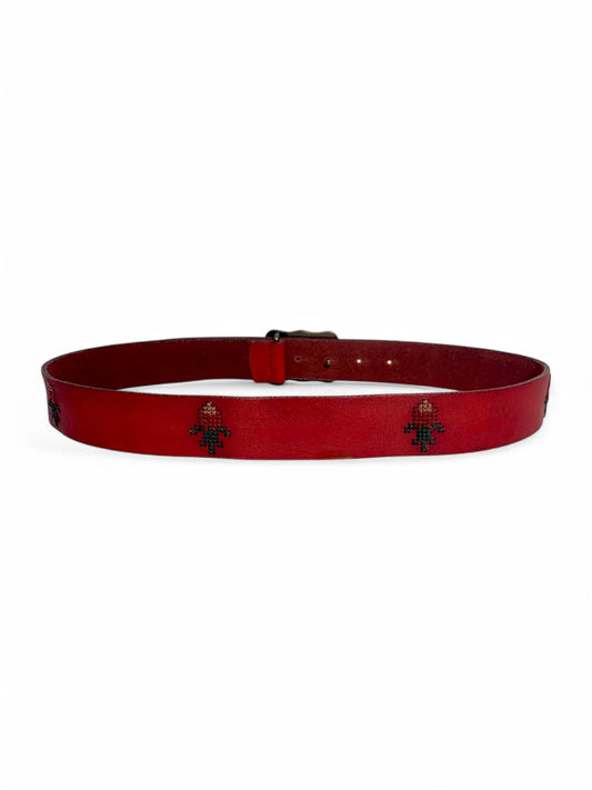 Scarlet Passion Red Leather Belt by Art N Vintage