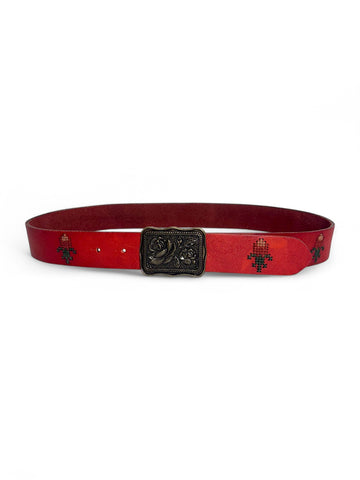 Scarlet Passion Red Leather Belt by Art N Vintage