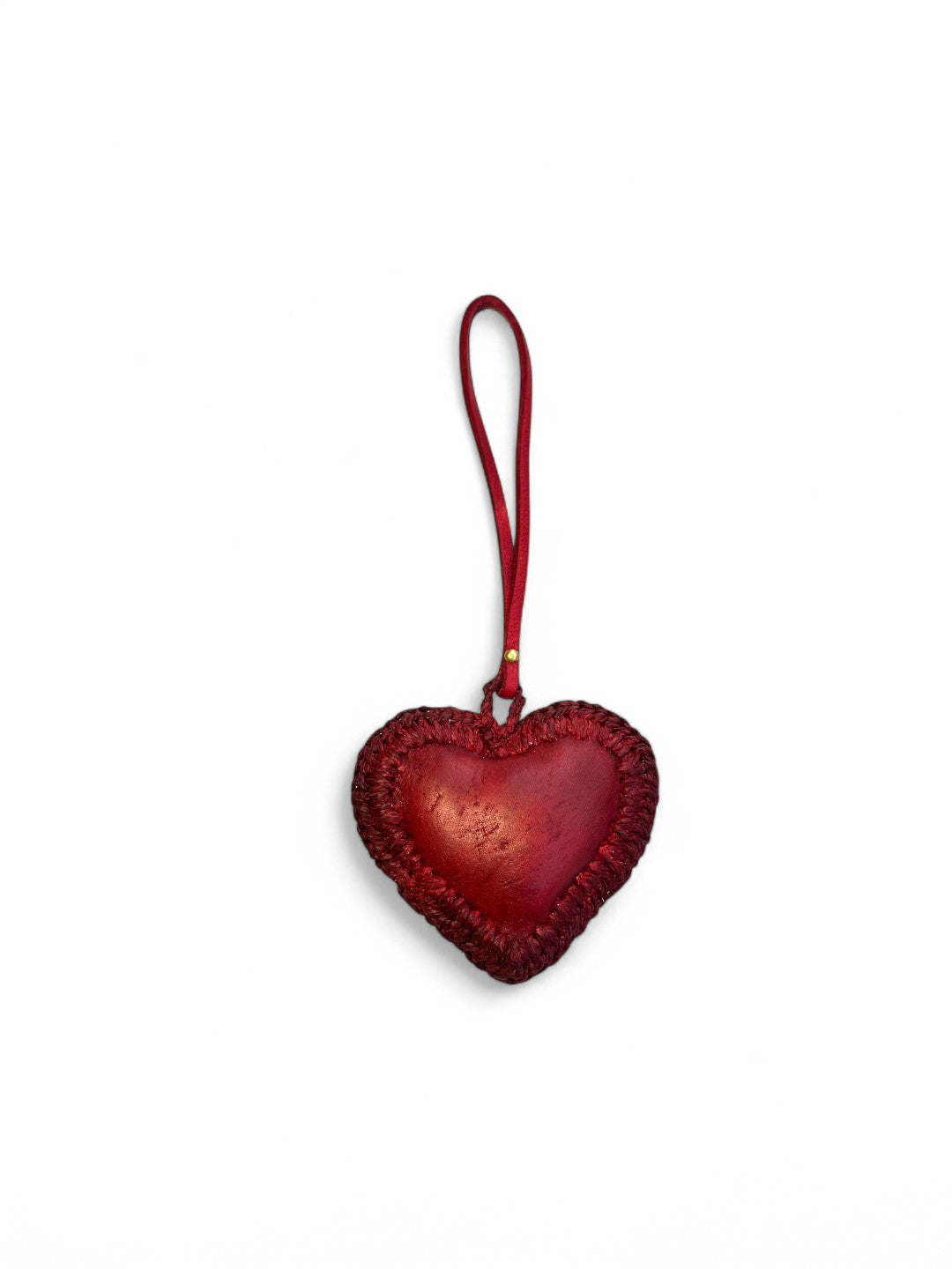 RED : leather bag charm by art n vintage