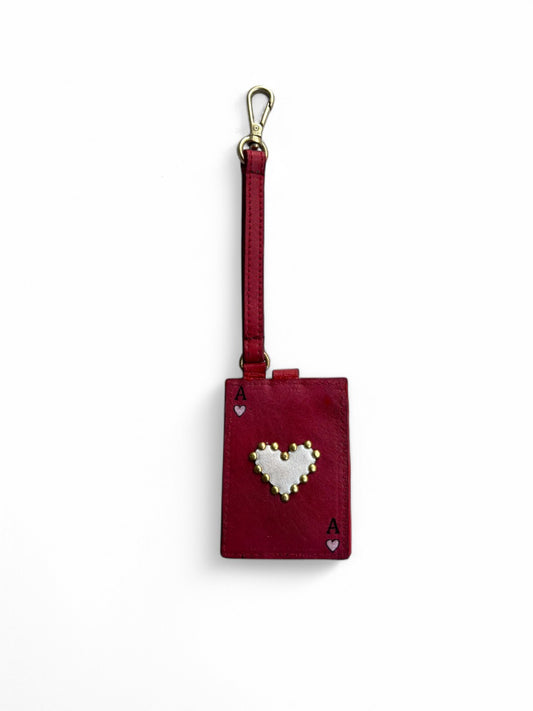 Rectengular red leather bag charm by art n vintage