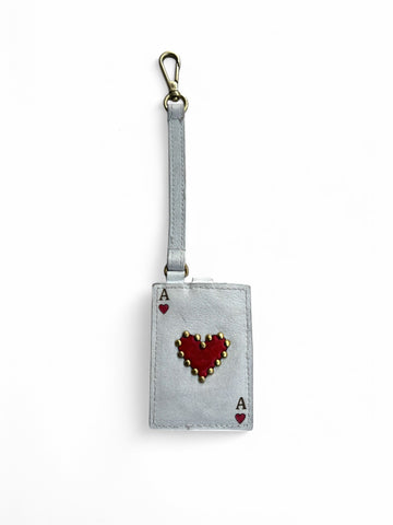 Rectengular white leather bag charm by art n vintage