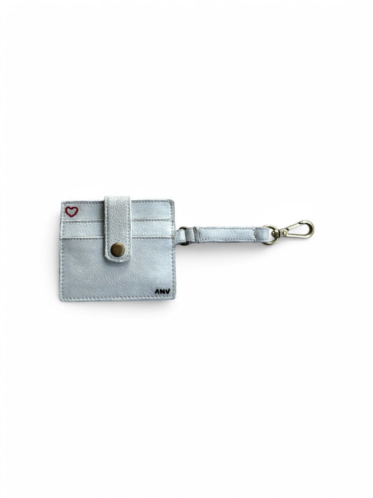 Credit card holder white leather bag charm by art n vintage