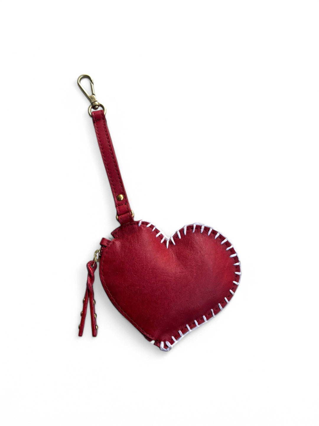 Heart shape leather bag charm by art n vintage