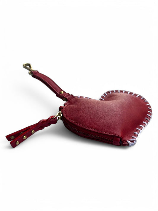 Heart shape leather bag charm by art n vintage