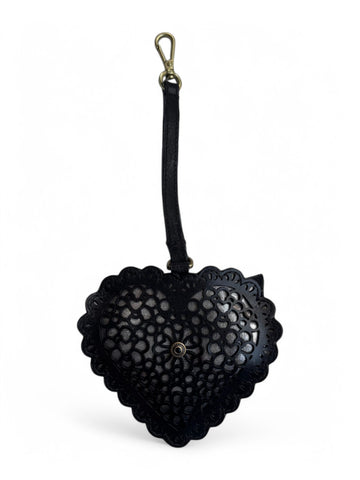 Love spell black leather bag charm by art n vintage