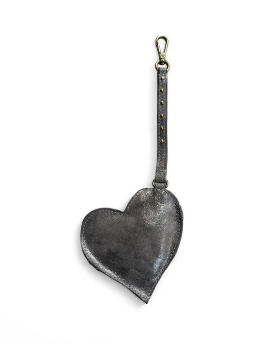 M GOLD heart shape leather bag charm by art n vintage