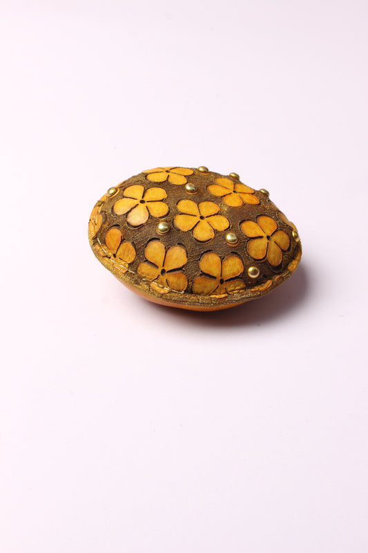 Floral Elegance: Laser-Cut Leather Blossom Paperweight