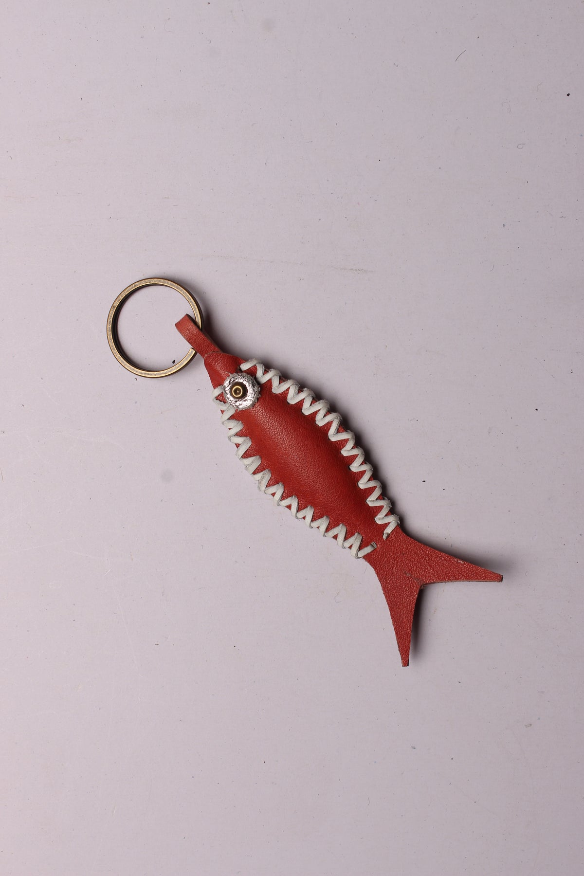 Fish Finger Key Rings Leather Keychain – Red Handcrafted