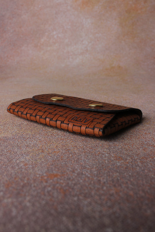 Geometric Elegance: Laser-Printed Leather Card Pouch