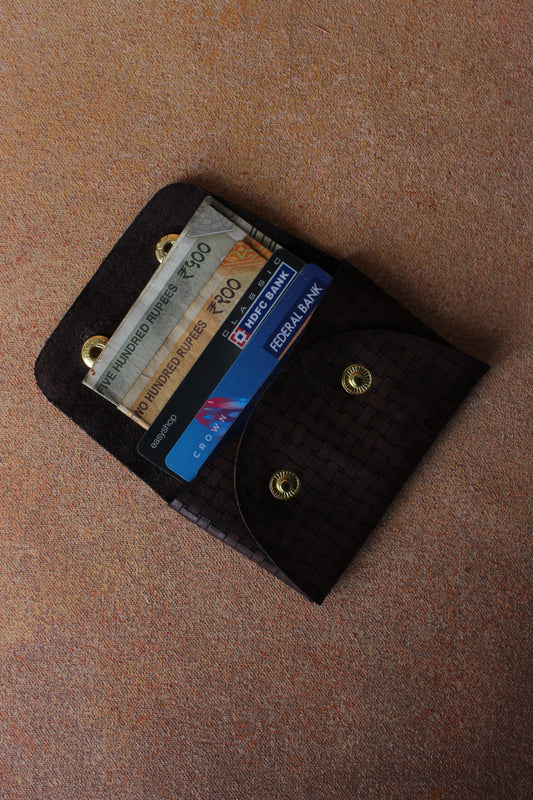 Geometric Elegance: Laser-Printed Leather Card Pouch