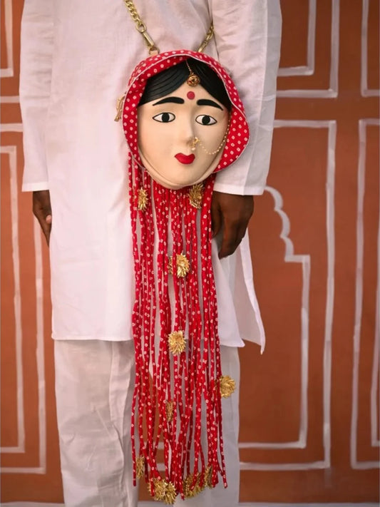 The Puppet Bag Hawa Mahal Handmolded Real Leather Cross-body Fringe Bag