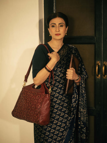 Naqsh Studded Handcrafted Leather Crossbody Bag