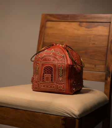 Heritage Hawa Mahal Leather Cube Bag Art N Vintage