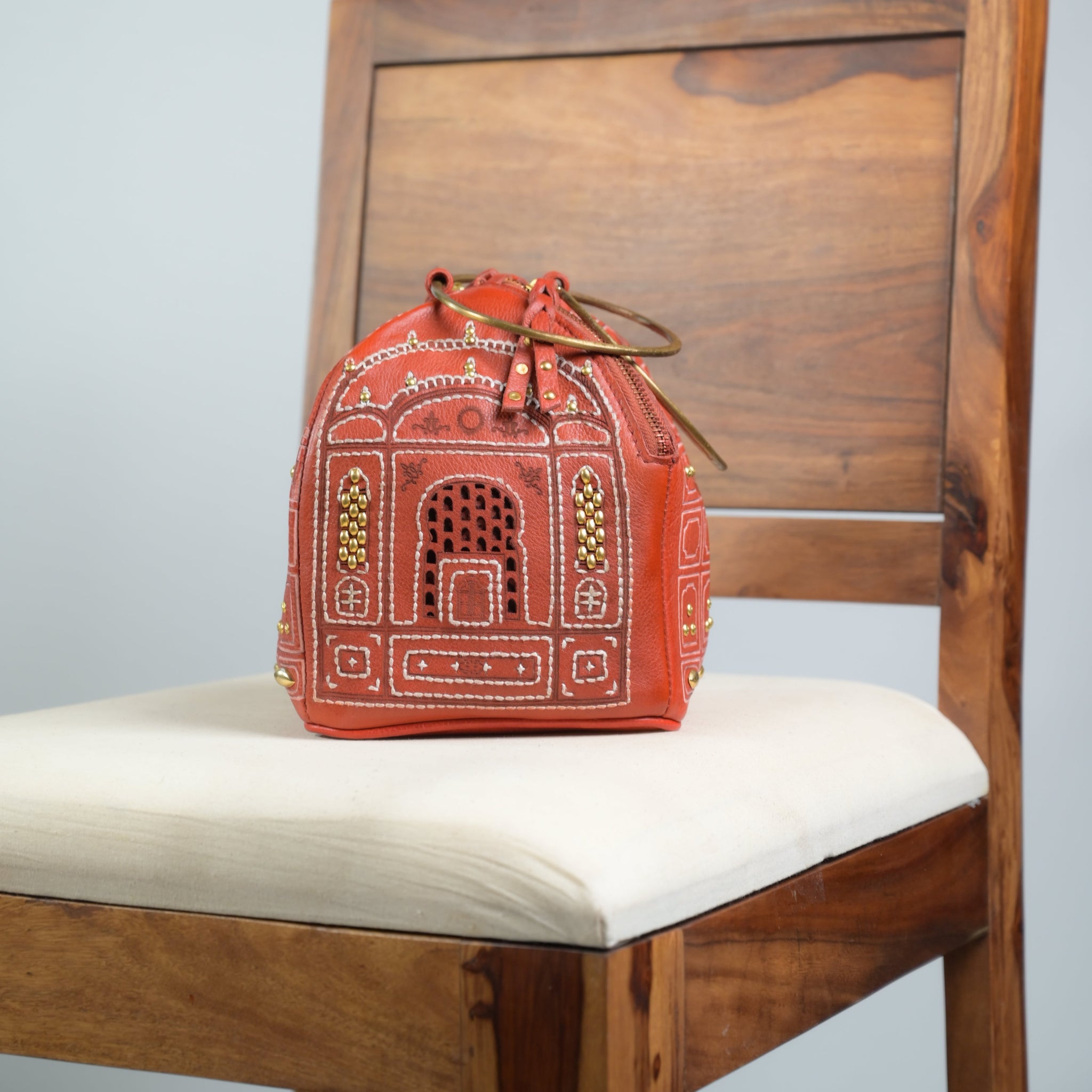 Heritage Hawa Mahal Leather Cube Bag Art N Vintage