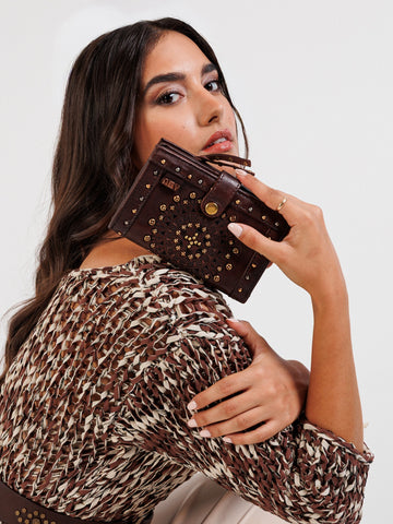 Art N Vintage Handcrafted Mandala Studded Genuine Leather Wallet