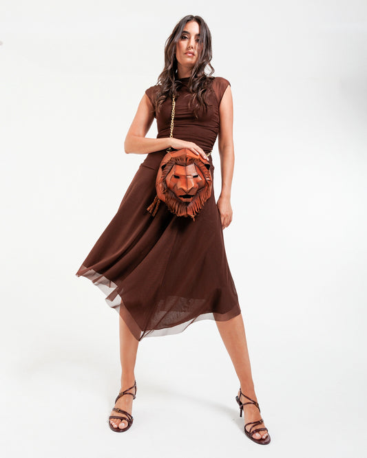 Regal Lion Face Leather Handbag – Handcrafted by Art N Vintage